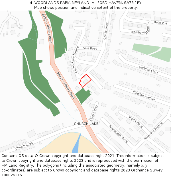 4, WOODLANDS PARK, NEYLAND, MILFORD HAVEN, SA73 1RY: Location map and indicative extent of plot
