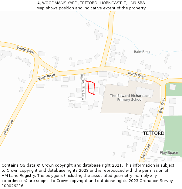 4, WOODMANS YARD, TETFORD, HORNCASTLE, LN9 6RA: Location map and indicative extent of plot