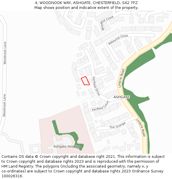 4, WOODNOOK WAY, ASHGATE, CHESTERFIELD, S42 7PZ: Location map and indicative extent of plot