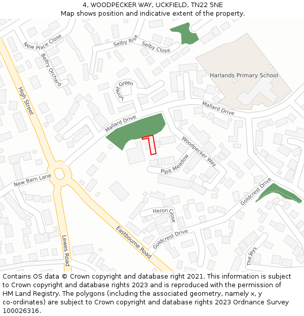 4, WOODPECKER WAY, UCKFIELD, TN22 5NE: Location map and indicative extent of plot