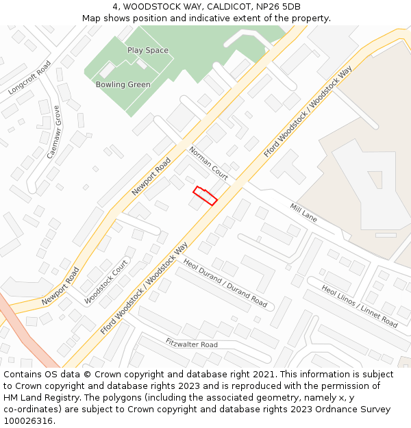 4, WOODSTOCK WAY, CALDICOT, NP26 5DB: Location map and indicative extent of plot