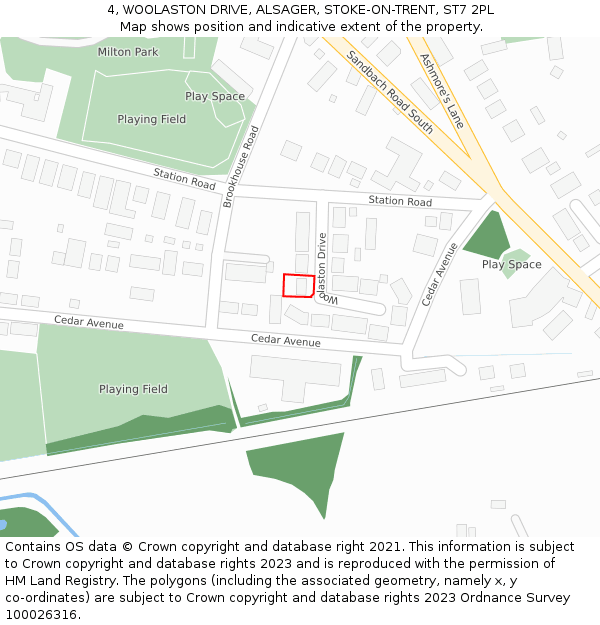 4, WOOLASTON DRIVE, ALSAGER, STOKE-ON-TRENT, ST7 2PL: Location map and indicative extent of plot