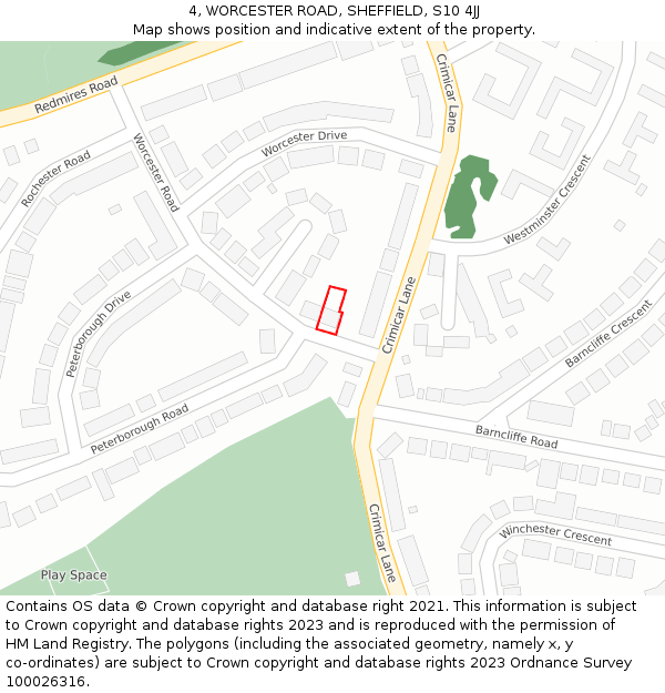 4, WORCESTER ROAD, SHEFFIELD, S10 4JJ: Location map and indicative extent of plot