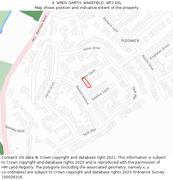 4, WREN GARTH, WAKEFIELD, WF2 6SL: Location map and indicative extent of plot