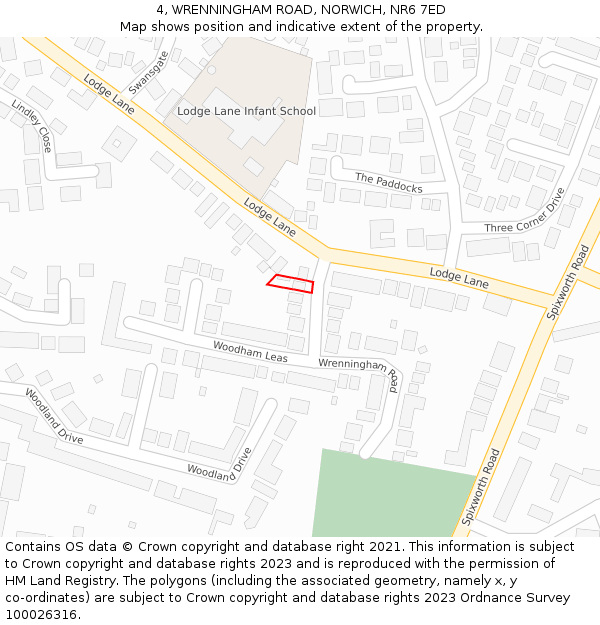 4, WRENNINGHAM ROAD, NORWICH, NR6 7ED: Location map and indicative extent of plot