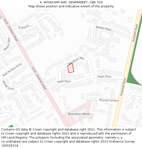 4, WYNDHAM WAY, NEWMARKET, CB8 7DS: Location map and indicative extent of plot