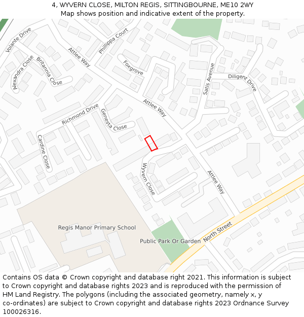 4, WYVERN CLOSE, MILTON REGIS, SITTINGBOURNE, ME10 2WY: Location map and indicative extent of plot