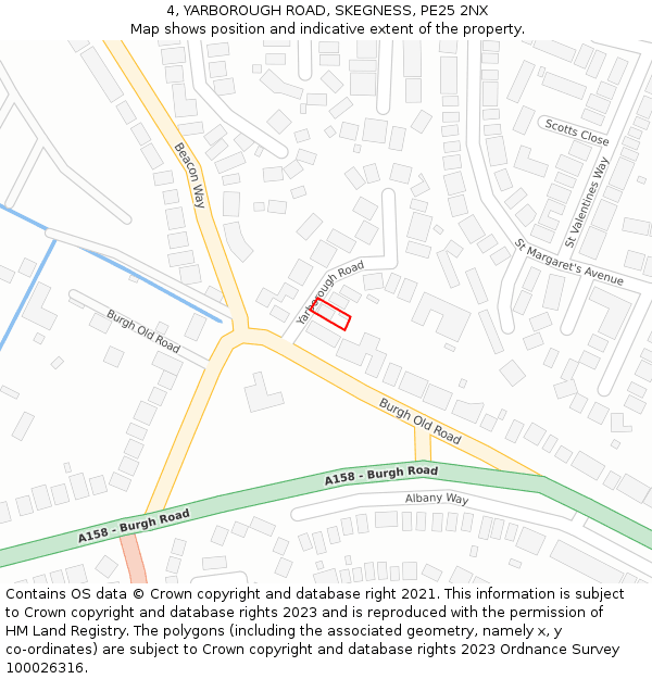 4, YARBOROUGH ROAD, SKEGNESS, PE25 2NX: Location map and indicative extent of plot
