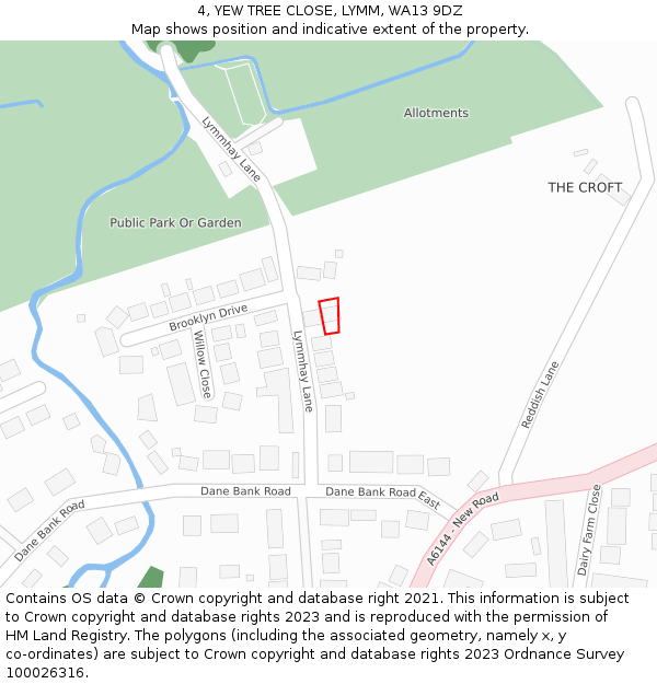 4, YEW TREE CLOSE, LYMM, WA13 9DZ: Location map and indicative extent of plot