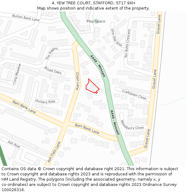 4, YEW TREE COURT, STAFFORD, ST17 9XH: Location map and indicative extent of plot