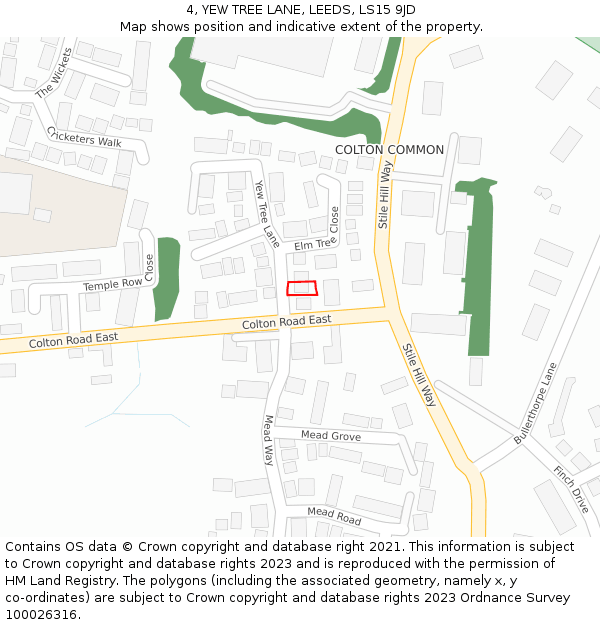 4, YEW TREE LANE, LEEDS, LS15 9JD: Location map and indicative extent of plot