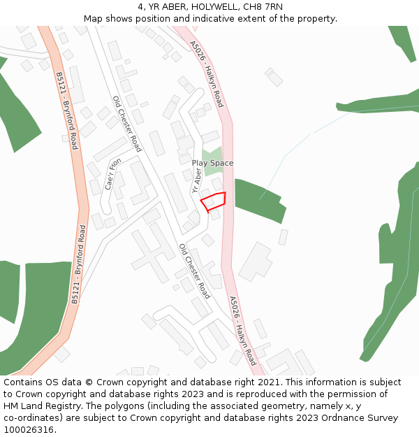 4, YR ABER, HOLYWELL, CH8 7RN: Location map and indicative extent of plot