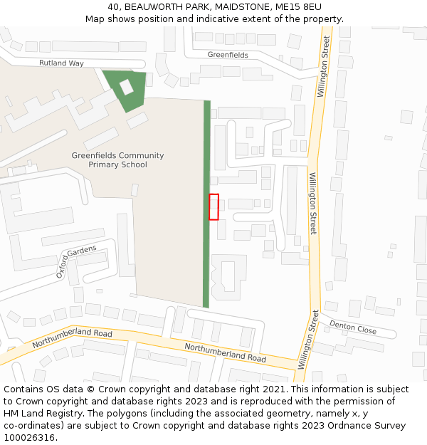 40, BEAUWORTH PARK, MAIDSTONE, ME15 8EU: Location map and indicative extent of plot