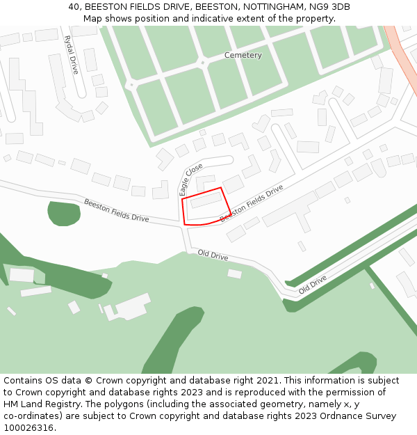 40, BEESTON FIELDS DRIVE, BEESTON, NOTTINGHAM, NG9 3DB: Location map and indicative extent of plot