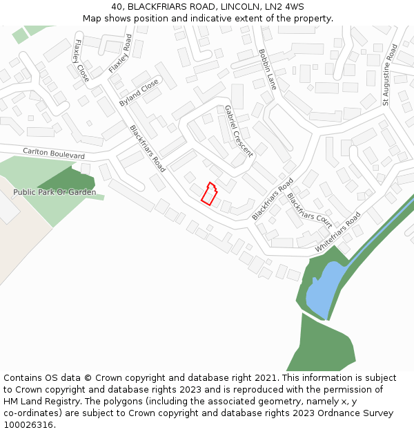 40, BLACKFRIARS ROAD, LINCOLN, LN2 4WS: Location map and indicative extent of plot