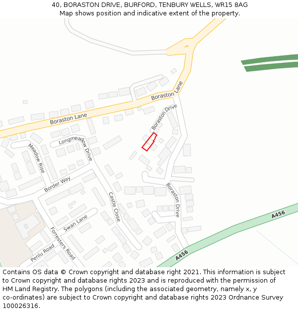 40, BORASTON DRIVE, BURFORD, TENBURY WELLS, WR15 8AG: Location map and indicative extent of plot