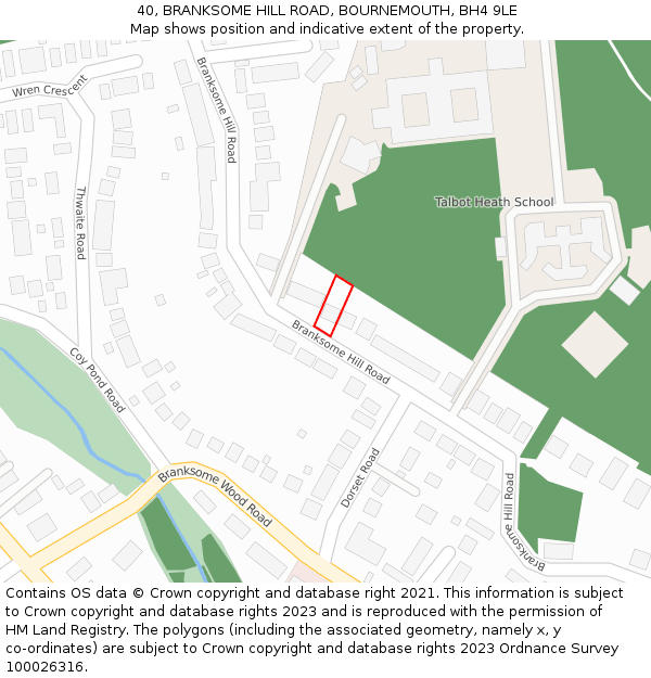 40, BRANKSOME HILL ROAD, BOURNEMOUTH, BH4 9LE: Location map and indicative extent of plot