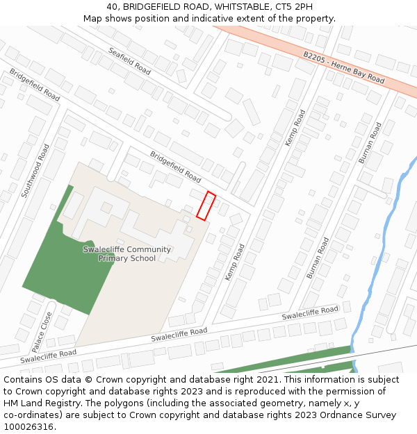 40, BRIDGEFIELD ROAD, WHITSTABLE, CT5 2PH: Location map and indicative extent of plot