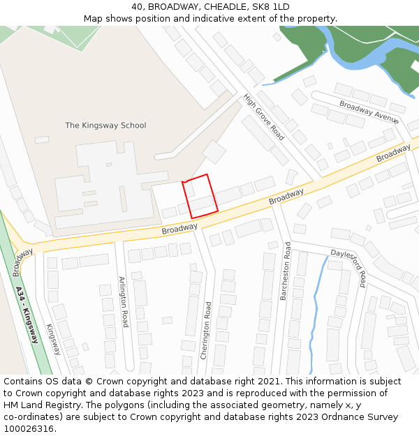 40, BROADWAY, CHEADLE, SK8 1LD: Location map and indicative extent of plot