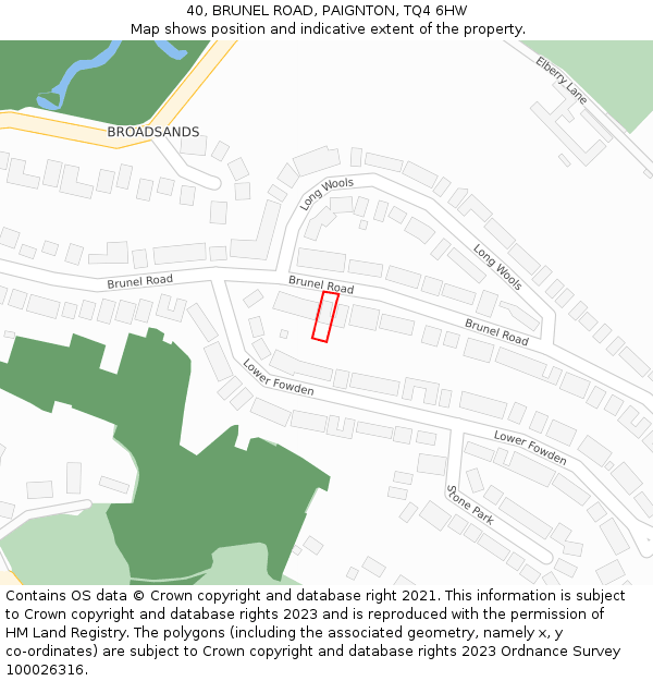 40, BRUNEL ROAD, PAIGNTON, TQ4 6HW: Location map and indicative extent of plot