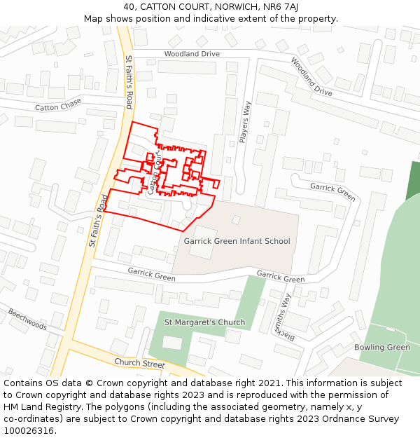 40, CATTON COURT, NORWICH, NR6 7AJ: Location map and indicative extent of plot