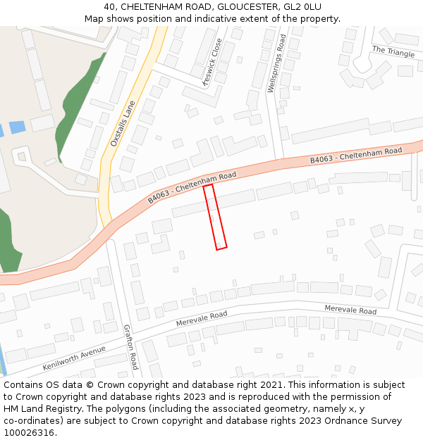 40, CHELTENHAM ROAD, GLOUCESTER, GL2 0LU: Location map and indicative extent of plot