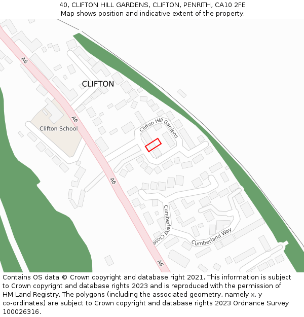 40, CLIFTON HILL GARDENS, CLIFTON, PENRITH, CA10 2FE: Location map and indicative extent of plot