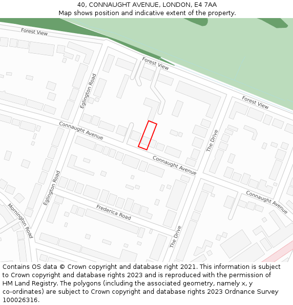 40, CONNAUGHT AVENUE, LONDON, E4 7AA: Location map and indicative extent of plot