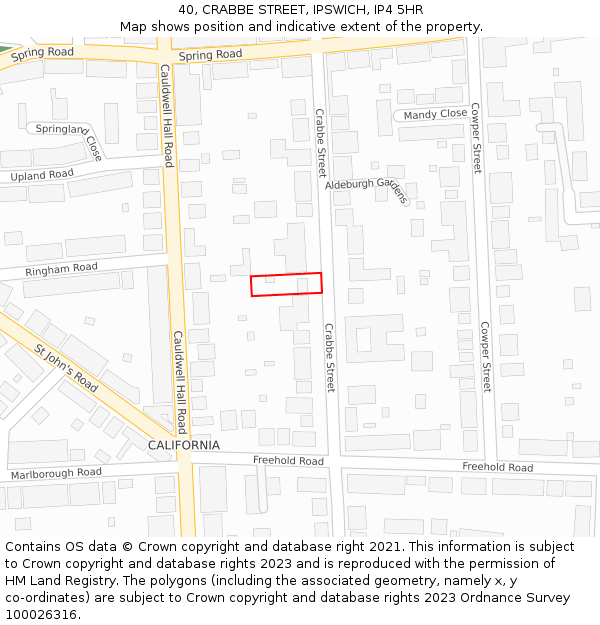 40, CRABBE STREET, IPSWICH, IP4 5HR: Location map and indicative extent of plot
