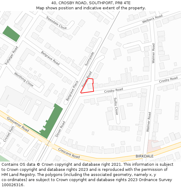 40, CROSBY ROAD, SOUTHPORT, PR8 4TE: Location map and indicative extent of plot