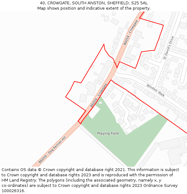 40, CROWGATE, SOUTH ANSTON, SHEFFIELD, S25 5AL: Location map and indicative extent of plot