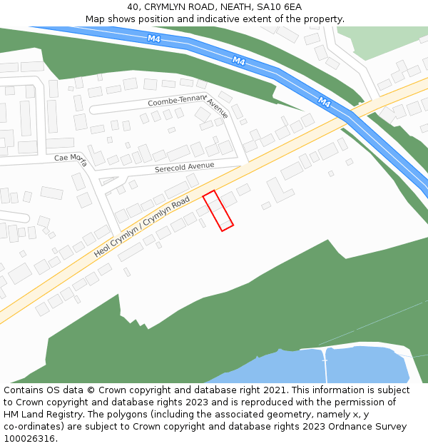 40, CRYMLYN ROAD, NEATH, SA10 6EA: Location map and indicative extent of plot