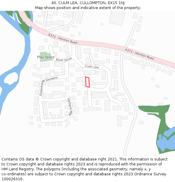 40, CULM LEA, CULLOMPTON, EX15 1NJ: Location map and indicative extent of plot