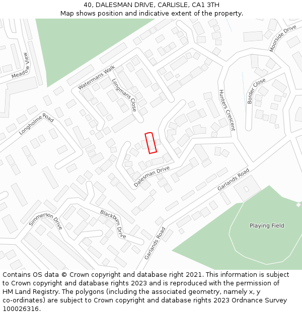 40, DALESMAN DRIVE, CARLISLE, CA1 3TH: Location map and indicative extent of plot
