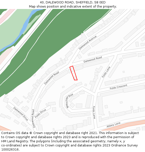40, DALEWOOD ROAD, SHEFFIELD, S8 0ED: Location map and indicative extent of plot