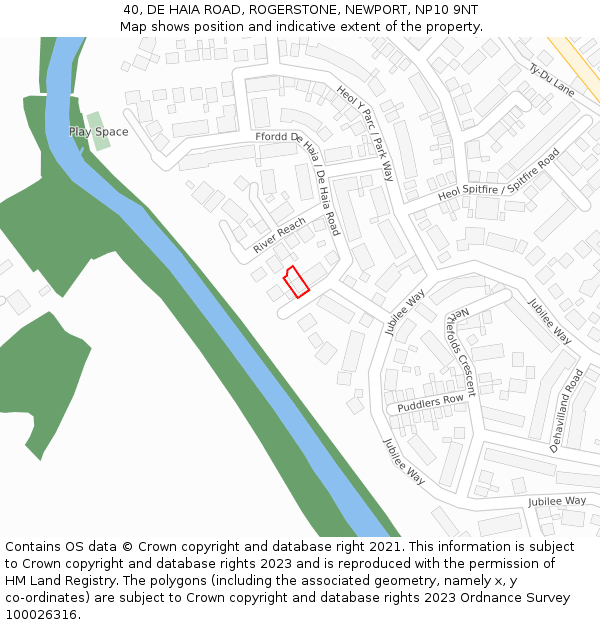 40, DE HAIA ROAD, ROGERSTONE, NEWPORT, NP10 9NT: Location map and indicative extent of plot