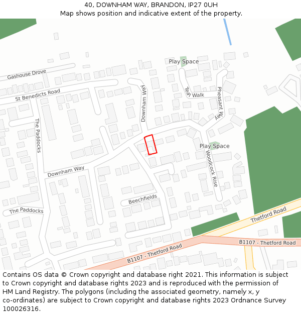 40, DOWNHAM WAY, BRANDON, IP27 0UH: Location map and indicative extent of plot