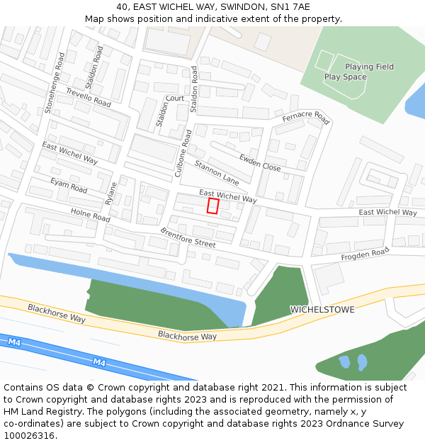 40, EAST WICHEL WAY, SWINDON, SN1 7AE: Location map and indicative extent of plot