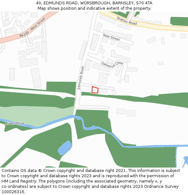 40, EDMUNDS ROAD, WORSBROUGH, BARNSLEY, S70 4TA: Location map and indicative extent of plot