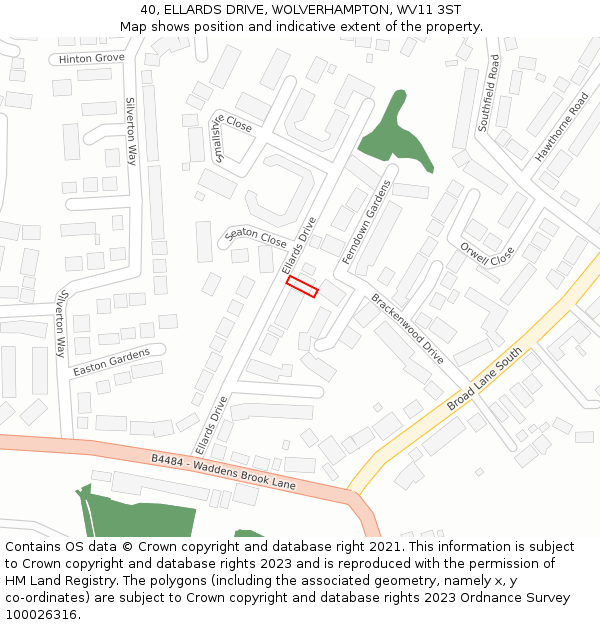40, ELLARDS DRIVE, WOLVERHAMPTON, WV11 3ST: Location map and indicative extent of plot