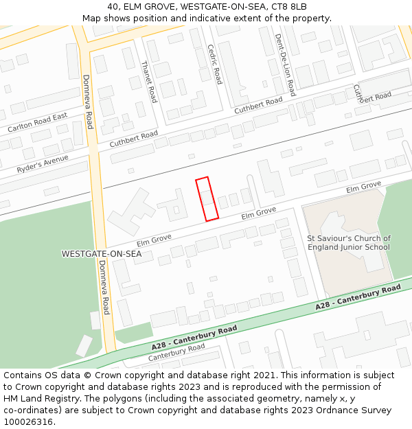 40, ELM GROVE, WESTGATE-ON-SEA, CT8 8LB: Location map and indicative extent of plot