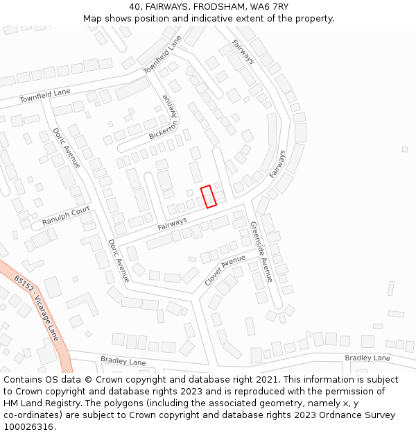 40, FAIRWAYS, FRODSHAM, WA6 7RY: Location map and indicative extent of plot