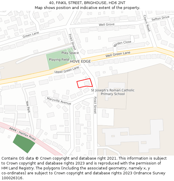 40, FINKIL STREET, BRIGHOUSE, HD6 2NT: Location map and indicative extent of plot