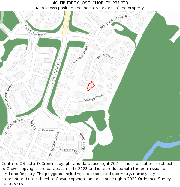 40, FIR TREE CLOSE, CHORLEY, PR7 3TB: Location map and indicative extent of plot