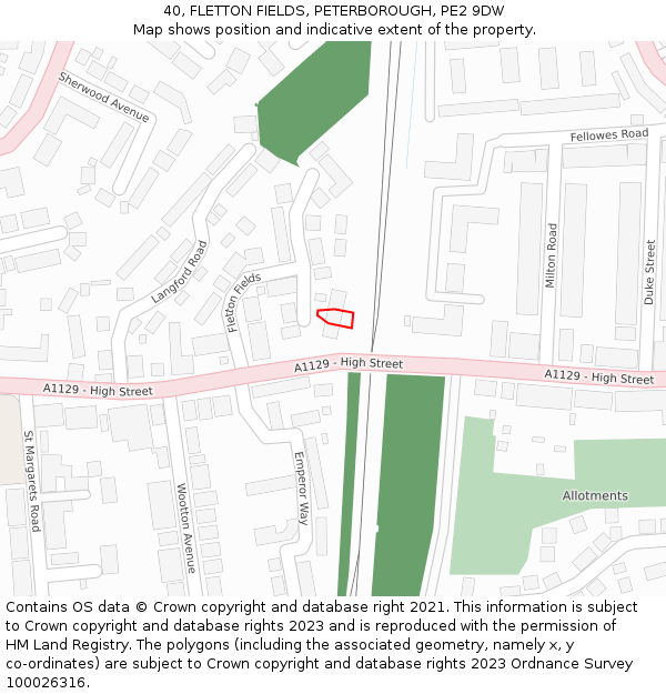 40, FLETTON FIELDS, PETERBOROUGH, PE2 9DW: Location map and indicative extent of plot