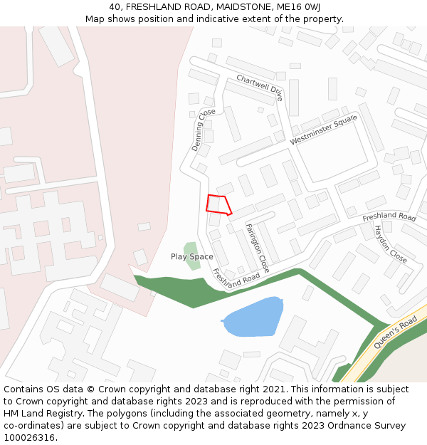40, FRESHLAND ROAD, MAIDSTONE, ME16 0WJ: Location map and indicative extent of plot