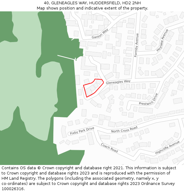 40, GLENEAGLES WAY, HUDDERSFIELD, HD2 2NH: Location map and indicative extent of plot