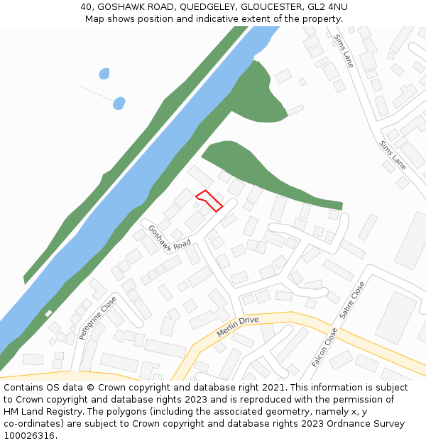 40, GOSHAWK ROAD, QUEDGELEY, GLOUCESTER, GL2 4NU: Location map and indicative extent of plot