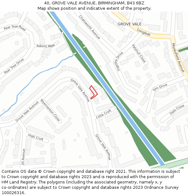 40, GROVE VALE AVENUE, BIRMINGHAM, B43 6BZ: Location map and indicative extent of plot