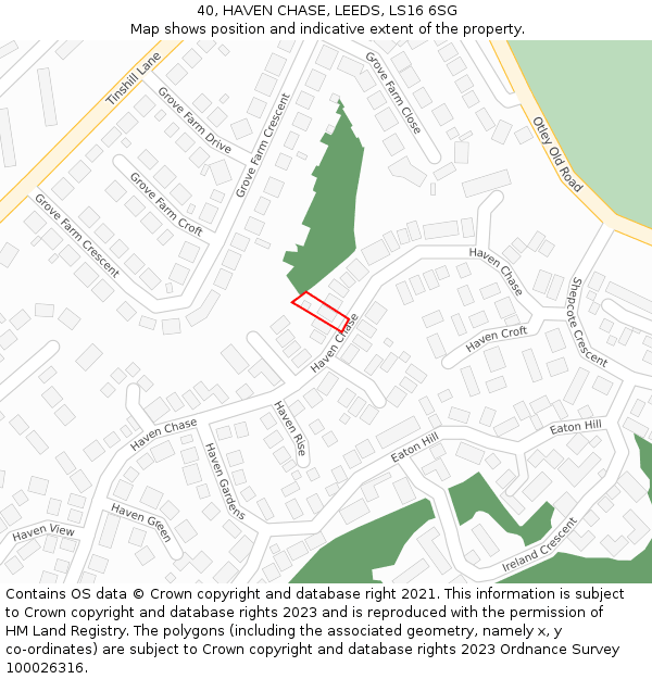 40, HAVEN CHASE, LEEDS, LS16 6SG: Location map and indicative extent of plot